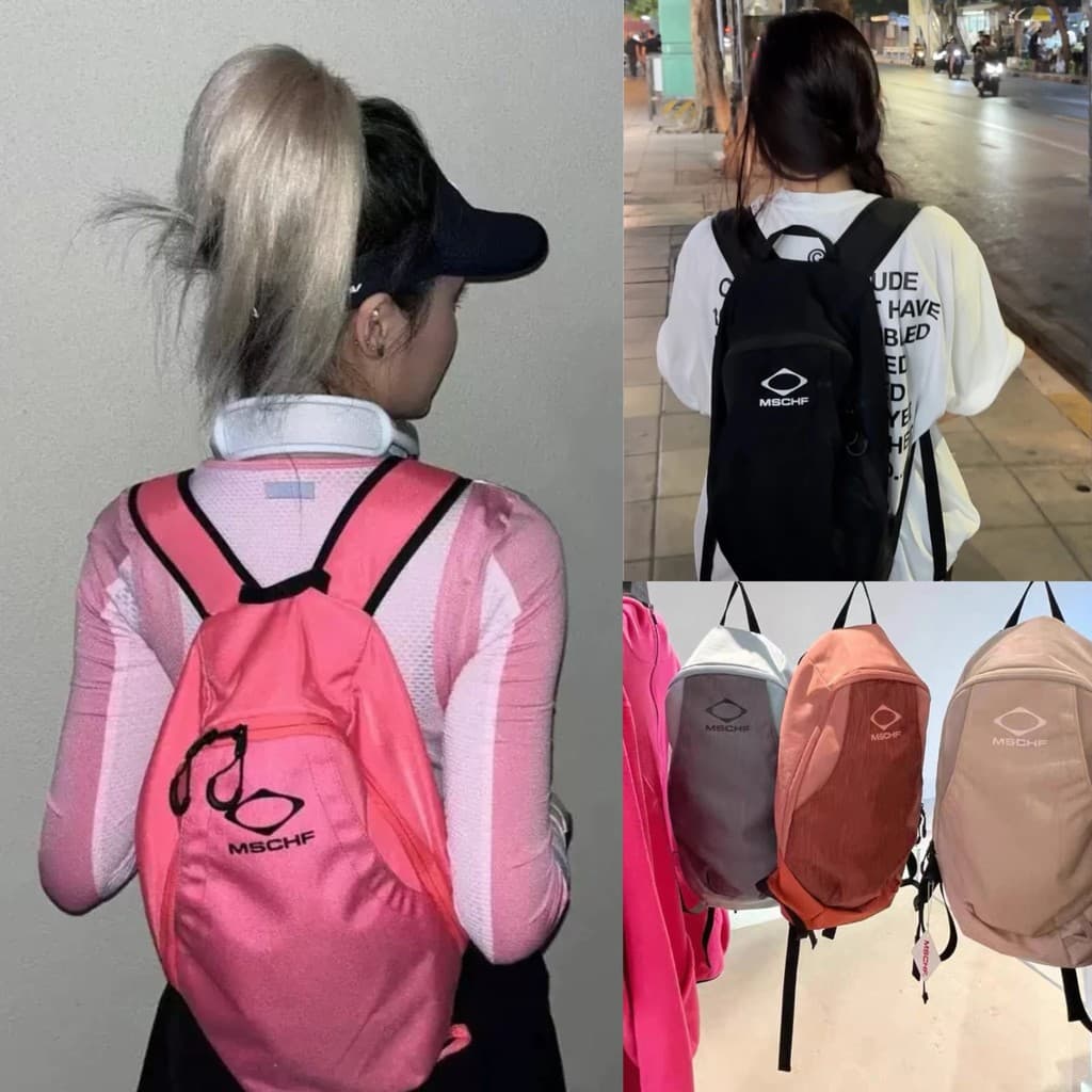Desconto MSCHF estilo motocicleta contraste cor costura mochila lazer saco de escola esportes leve viagem montanhismo sa