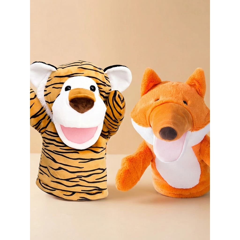 Raposa falso tigre poder animal fantoche de mão tigre fantoche de mão raposa fantoche de mão dois conjuntos boca móvel a