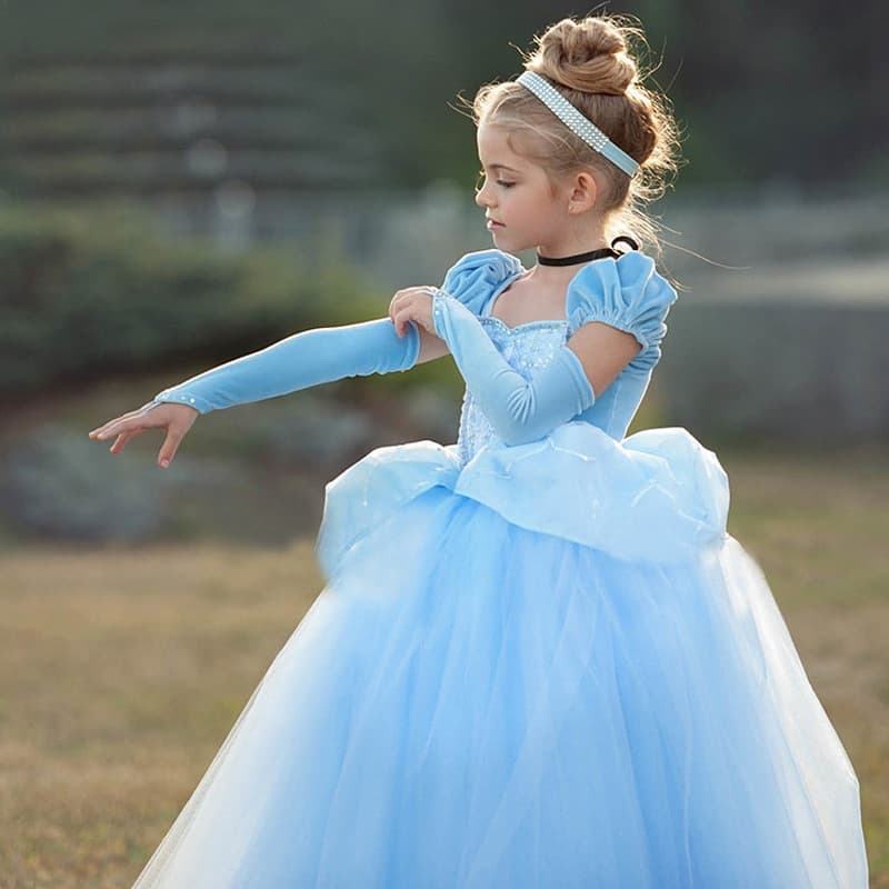 Novo estilo crianças Disney cinderela vestido de princesa gaze Pettiskirt Halloween cinderela traje