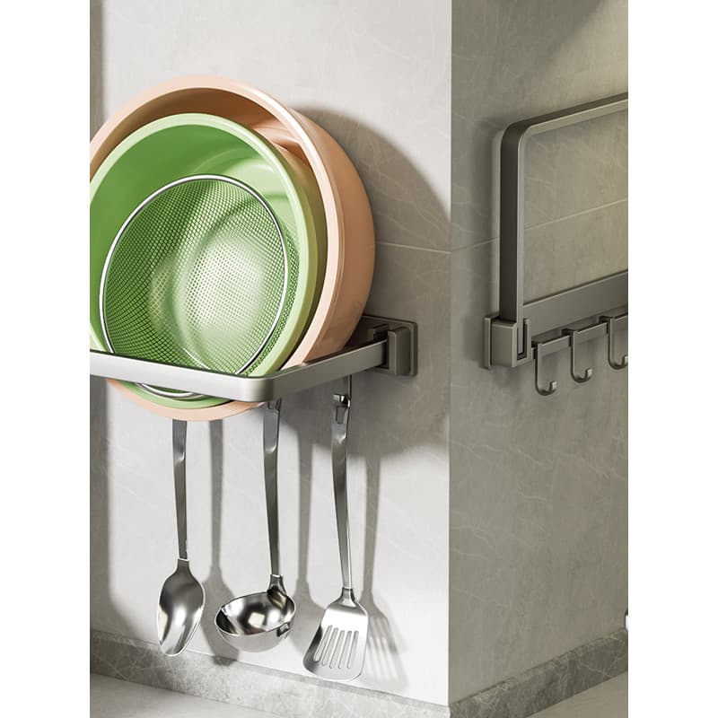 2026 novo estilo cozinha vegetal lavatório prateleira bacia de armazenamento Rack sem perfuração fixado na parede lavage