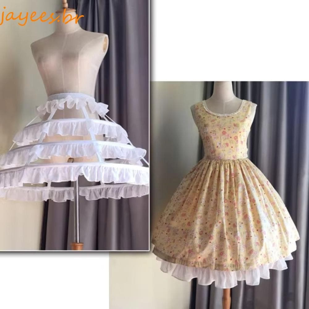JAYEES Lolita Hollow Underskirt , Crinolina Falbala Bird Cage Saia De Osso De Peixe , Anágua