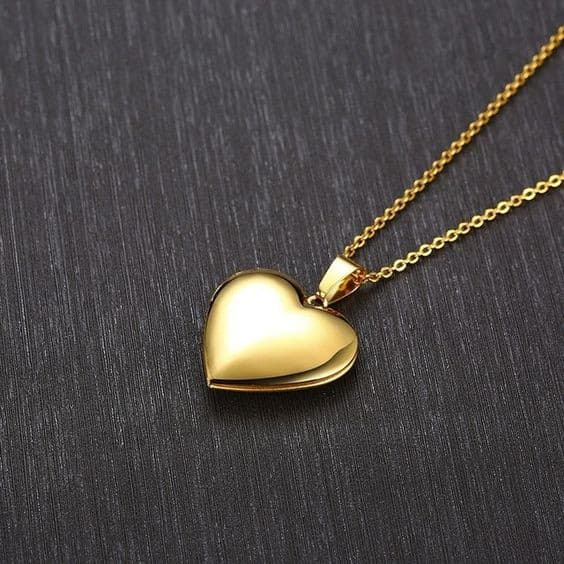 Pingente Coração Aço Inox Dourado Para Colocar em Correntes Para Presente