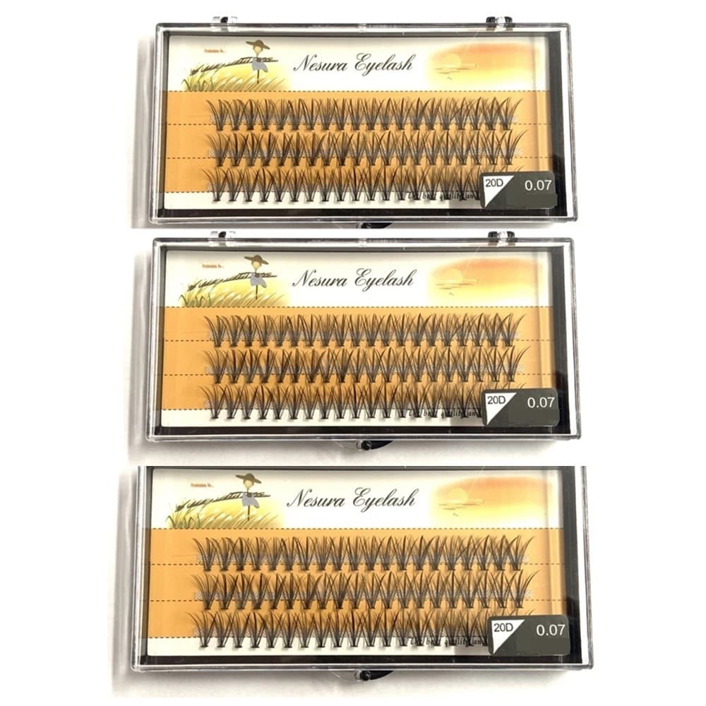KIT 3 Caixas Cílios Postiços Nesura 10P/20P - Tufos Sem nó (S26)