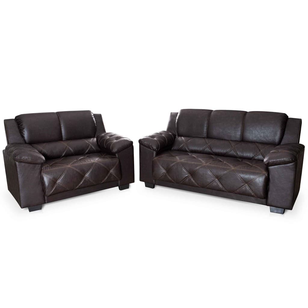 Conjunto Estofado 3/2 Lugares Bahamas Plus PU Marrom Hellen