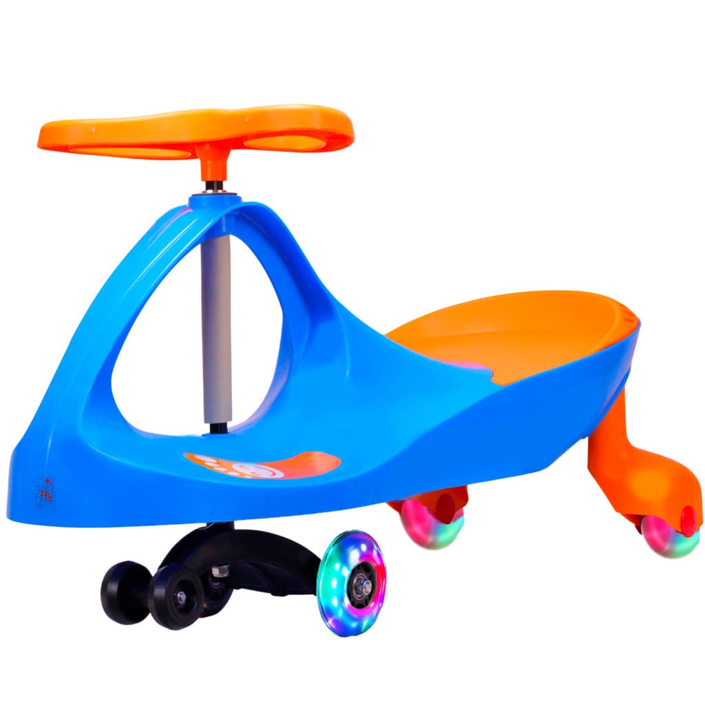 Carrinho Rolimã Zig Zag Car Azul e Laranja Roda com Led Infantil - Castela