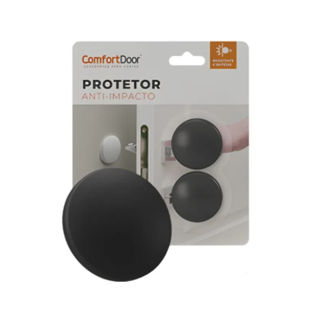 Protetor Portas Anti Impacto Batida Quina Preto Comfort Door