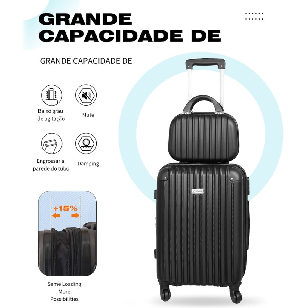 Mala De Bordo +frasqueira  kit  8kg  Viagem jia   Rodinhas 360°modelosCores  Rosa ouro  rodinha duplo