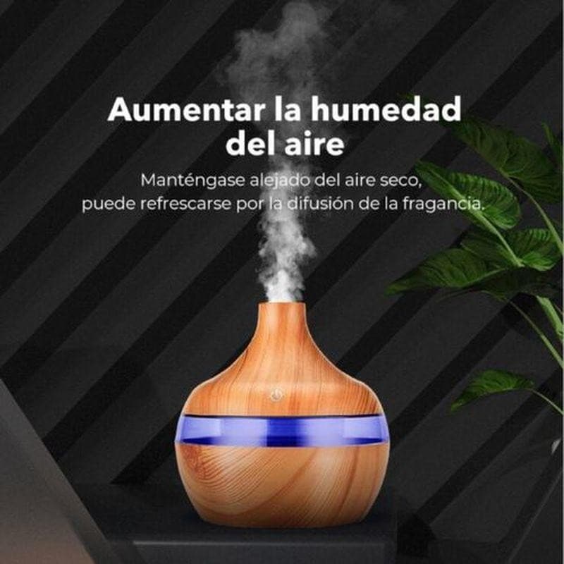 Umidificador Elétrico Difusor De Óleo De Aroma Essencial Ultrassônico Grão De Madeira Ar USB Mini Criador De Névoa Luz L