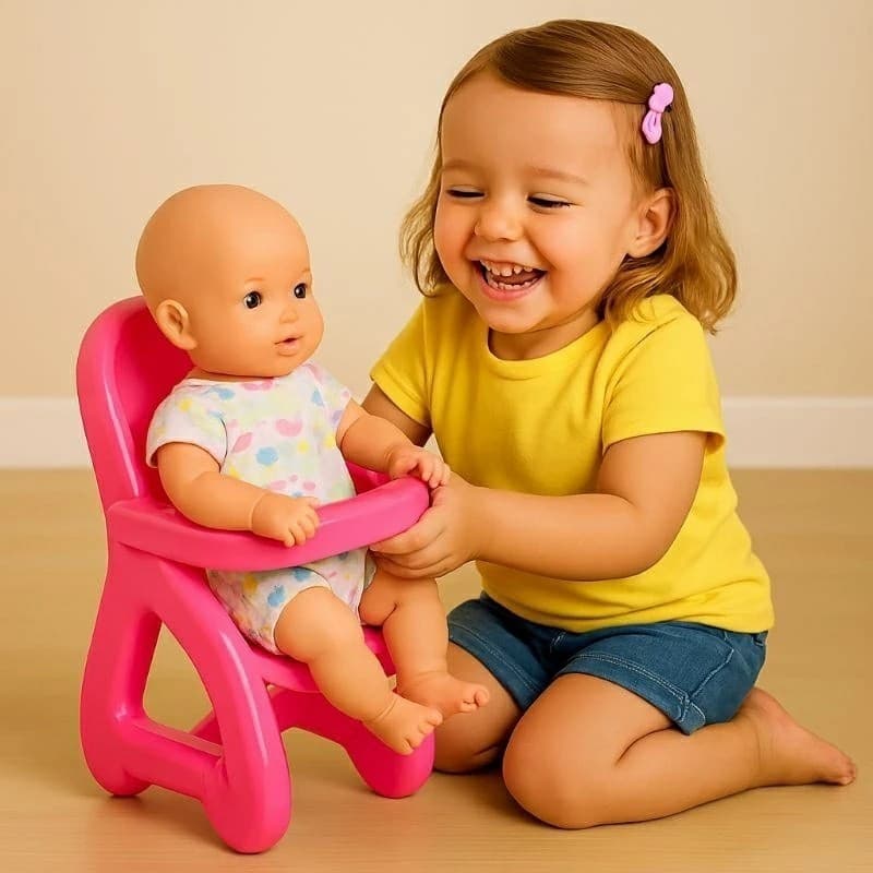 Cadeira Bebê Brinquedo Bonecas Empurra Andador Rosa Passeio Assento Balancinha Presente Criança