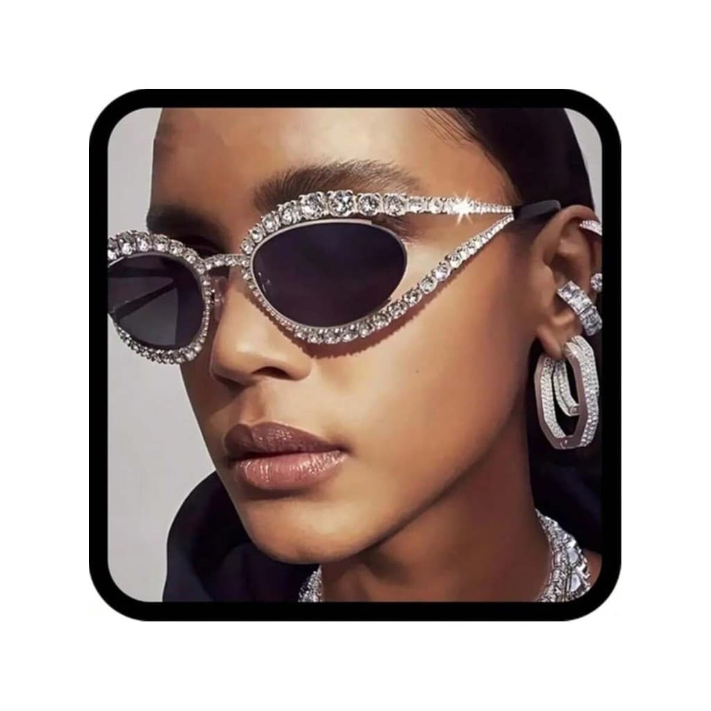 Óculos de sol femininos com strass e brilhantes