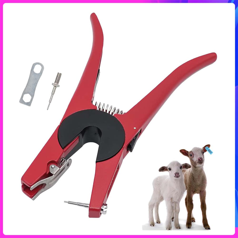 Alicate de etiqueta de orelha de gado Vermelho – Universal Ear Tag Applicator, para Vacas e Cabras