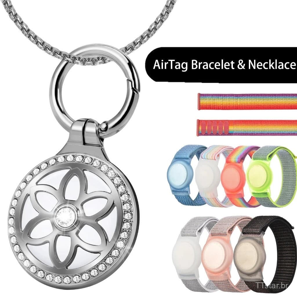 Colar Airtag Para Crianças , airtags case Titular Rastreador gps Emblema De Metal Incrustado Jóias air tag Caso De Segur