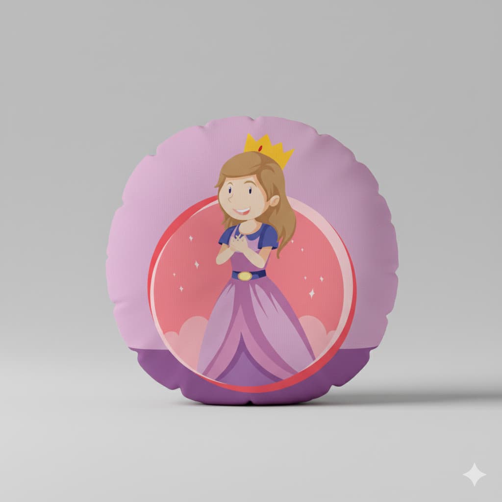 Almofada Redonda 45x45cm Micropercal - Coleção  Princesas