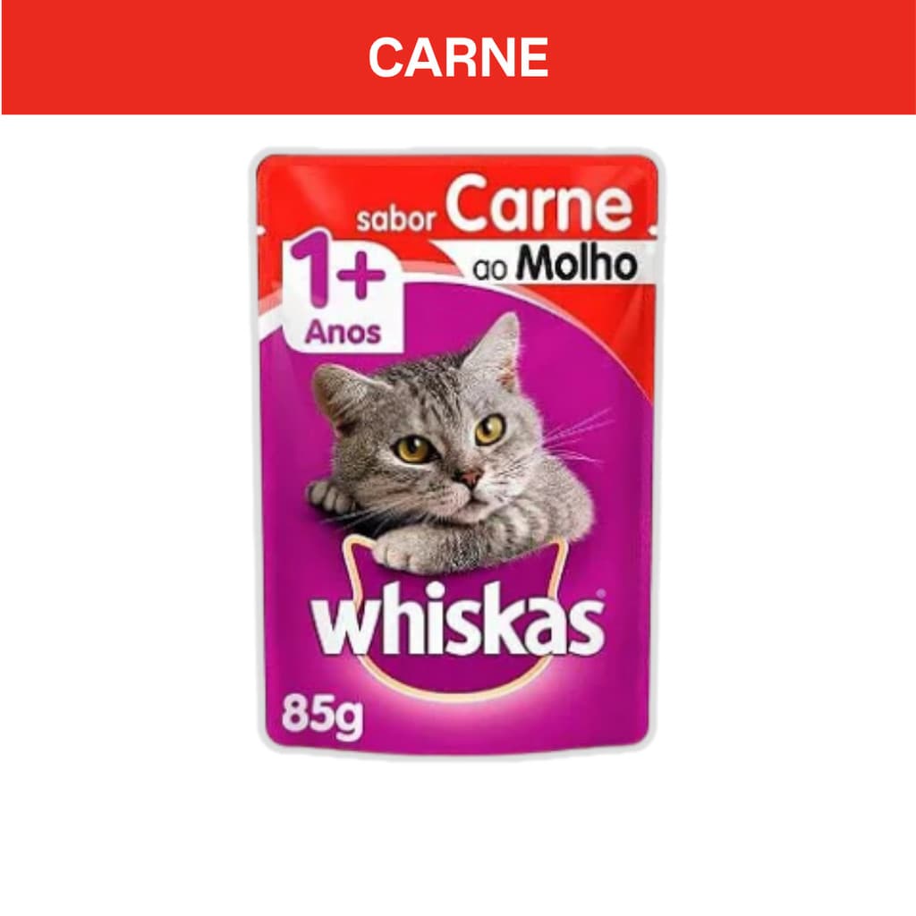 Sachê Whiskas Gatos Adultos Carne ao Molho 85g