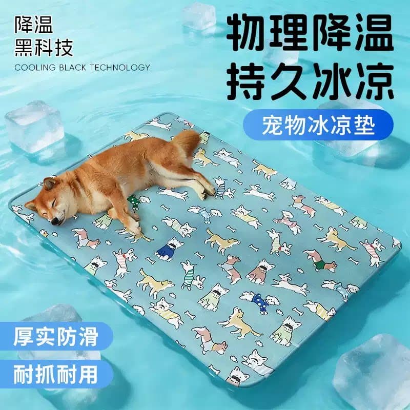Colchão de gelo para animais de estimação, tapete legal para gatos, antiderrapante, anti-acidente vascular cerebral, col