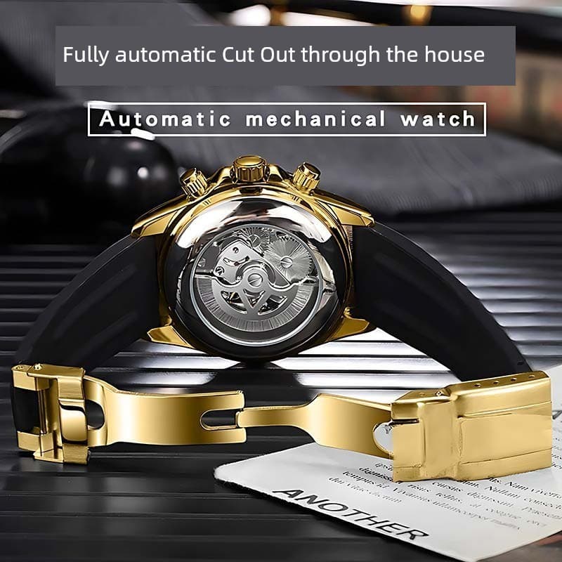 relogio masculino Relógio mecânico automático oco genuíno, relógio masculino com calendário luminoso, à prova d'água, mu