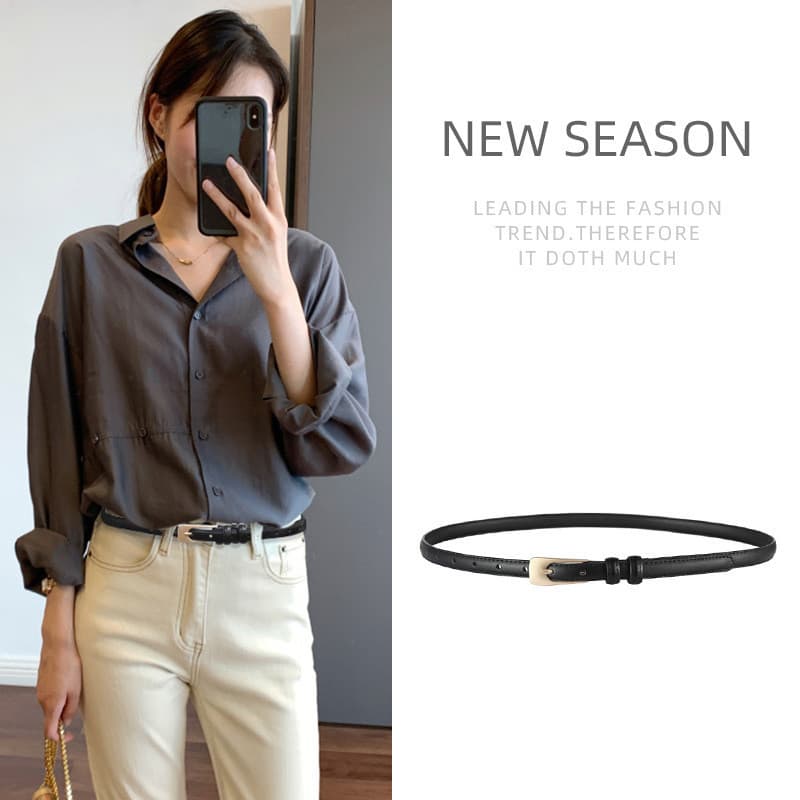 Cinto feminino High-End couro genuíno cinto fino saia curta feminina calças casuais perna larga Jeans cinto 2025 novo es