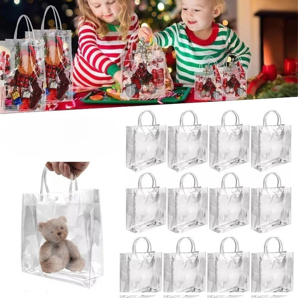 Kit Sacolas De Presente PVC Transparente Com Alça reforçada