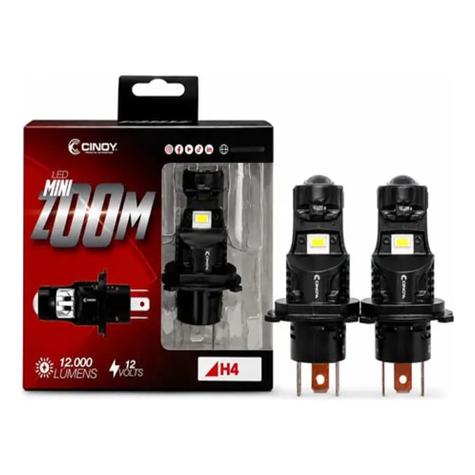 Lampada Super Led H4 Cinoy 12.000 Lumens Mini Zoom Led Alto E Baixo Na Mesma Led