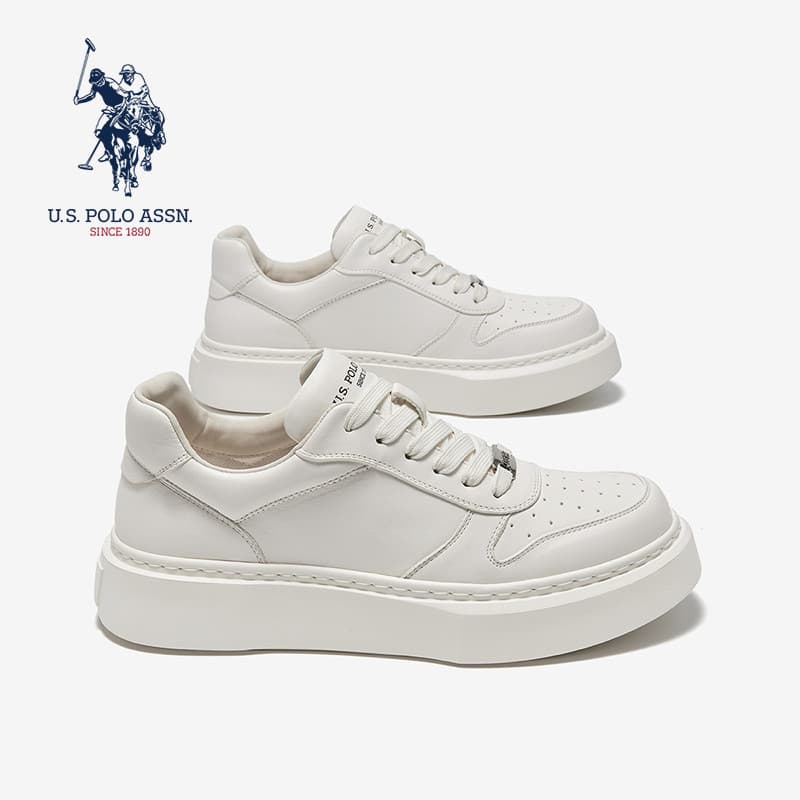 USPA oficial loja principal sapatos brancos masculinos outono 2025 novo estilo de sola grossa aumentando tênis esportivo