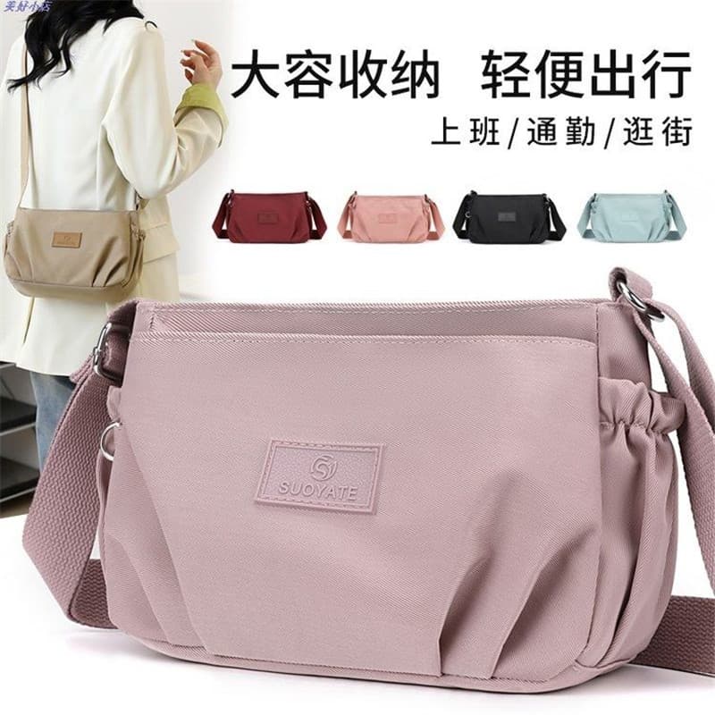 Simples leve pequeno saco de lona saco do mensageiro feminino 2024 novo estilo moda saco náilon grande capacidade ombro