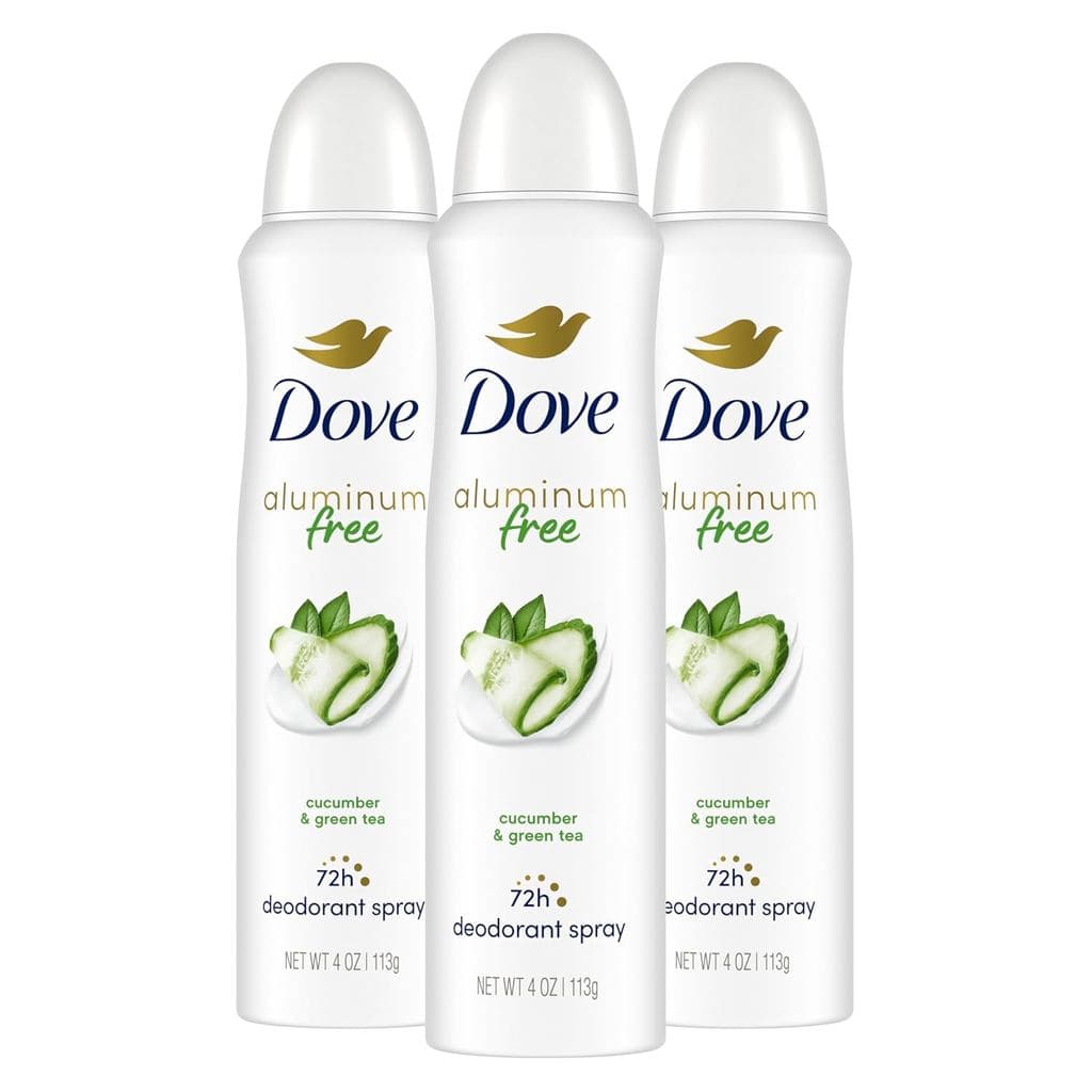Desodorante Spray Sem Alumínio Dove para Mulheres, 3 Unidades, Pepino e Chá Verde, Proteção contra odores por 72 horas,
