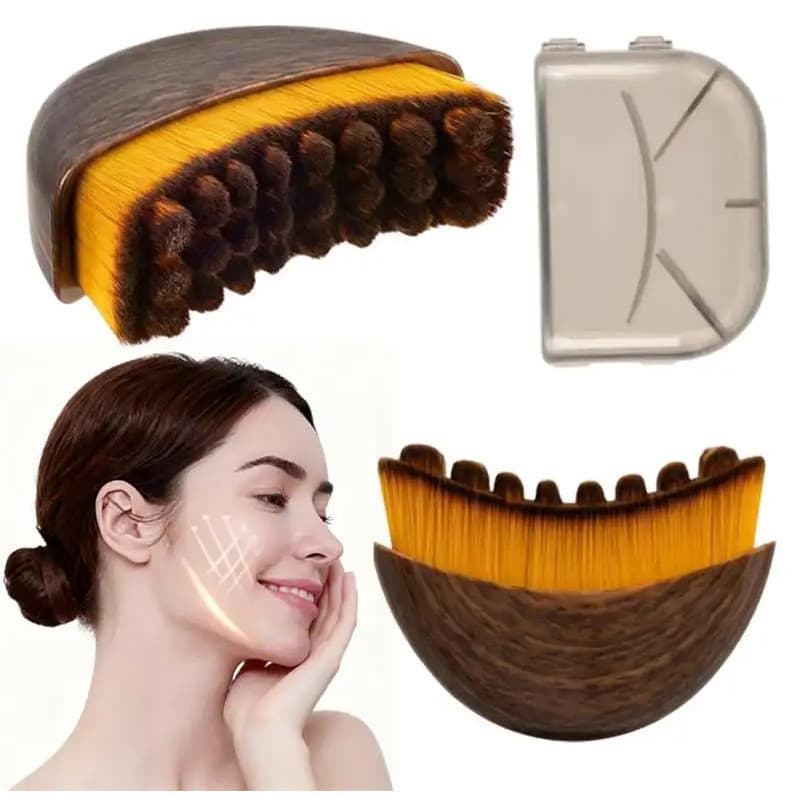 Escova facial para modelagem linfática e escultura da linha do maxilar e do queixo - Massageador de escova seca para dre