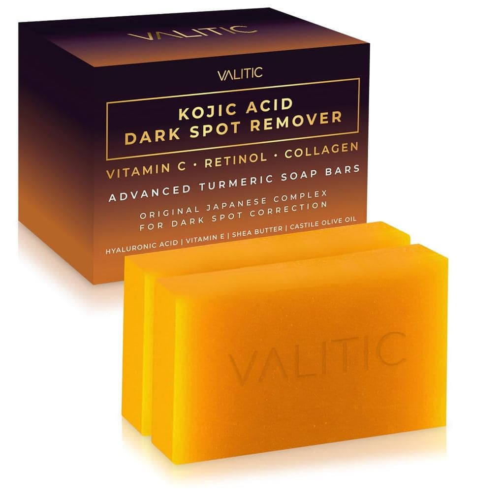Sabonete Redutor de Manchas VALITIC, contém ácido kójico, vitamina C, retinol, colágeno, cúrcuma - fórmula complexa japo