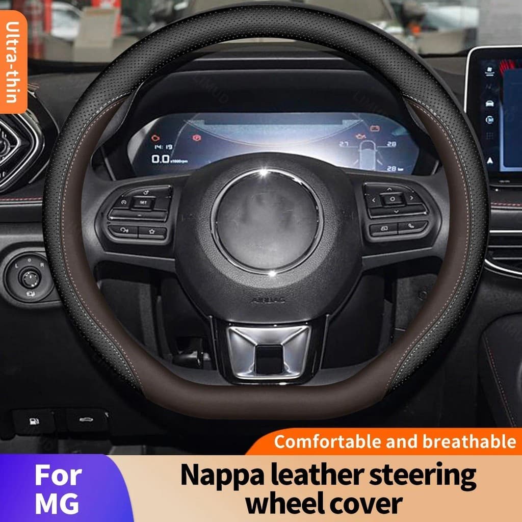 Para MG4 EV 5 3 7 Nappa Borracha Capa De Volante Do Carro Sem Anel Interno Adequado 14.5-15 Polegadas De Suprimentos Aut