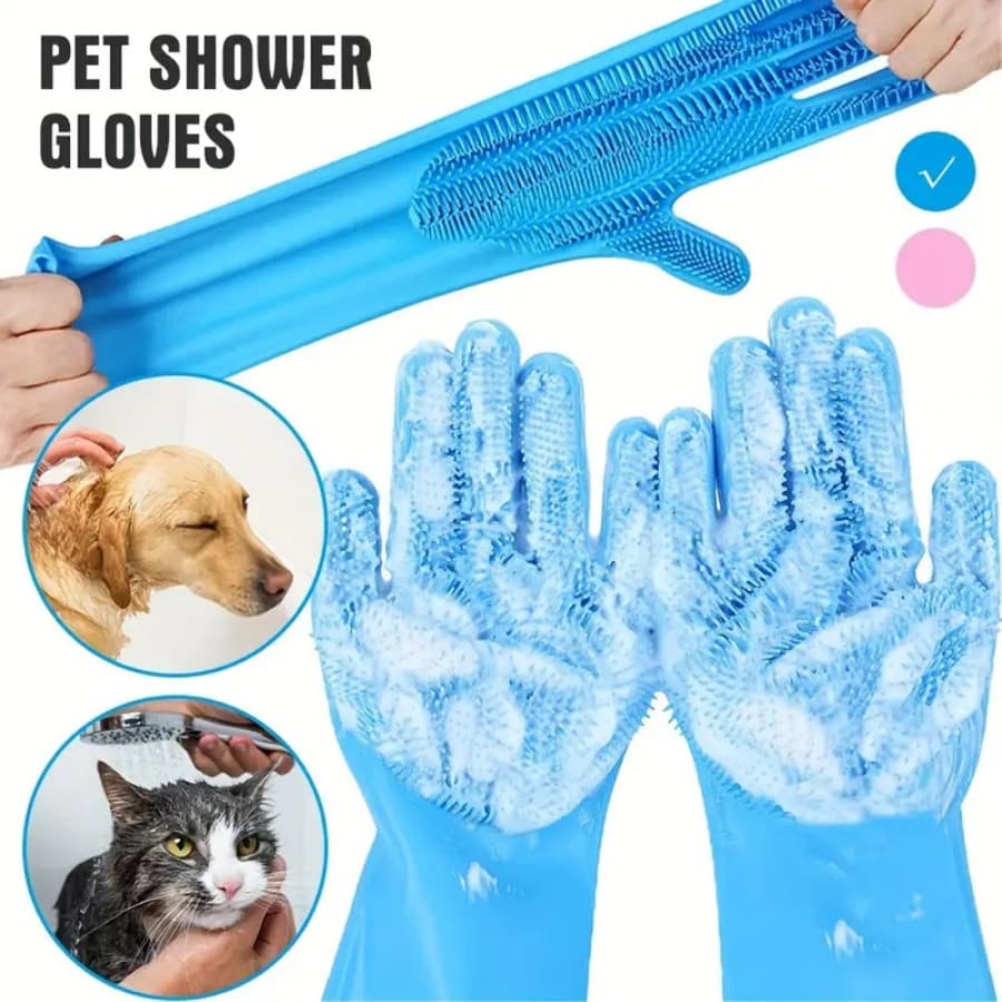 Luva Escova de Pet Cães E Gatos Nano Silicone Luvas Escovas para massagem de banho de pet depilação
