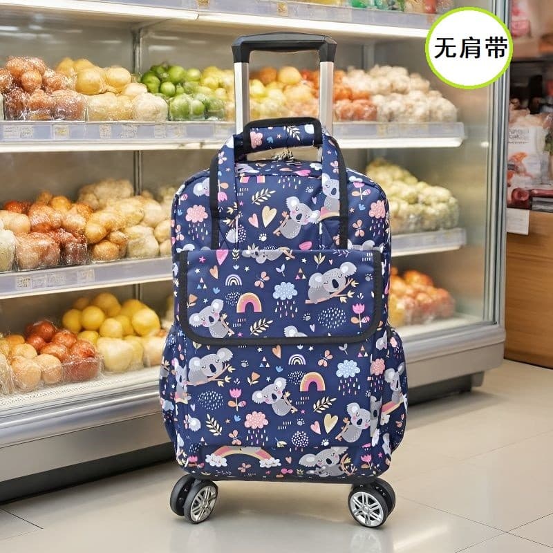 Carrinho de viagem saco feminino de curta distância grande capacidade dos desenhos animados impresso Universal roda saco