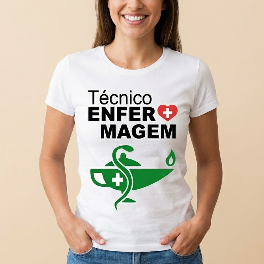 Camiseta Tecnico de Enfermagem Enfermeira Enf Feminina  Baby Look Estica Blusa Variados Tipos 02E6 DR