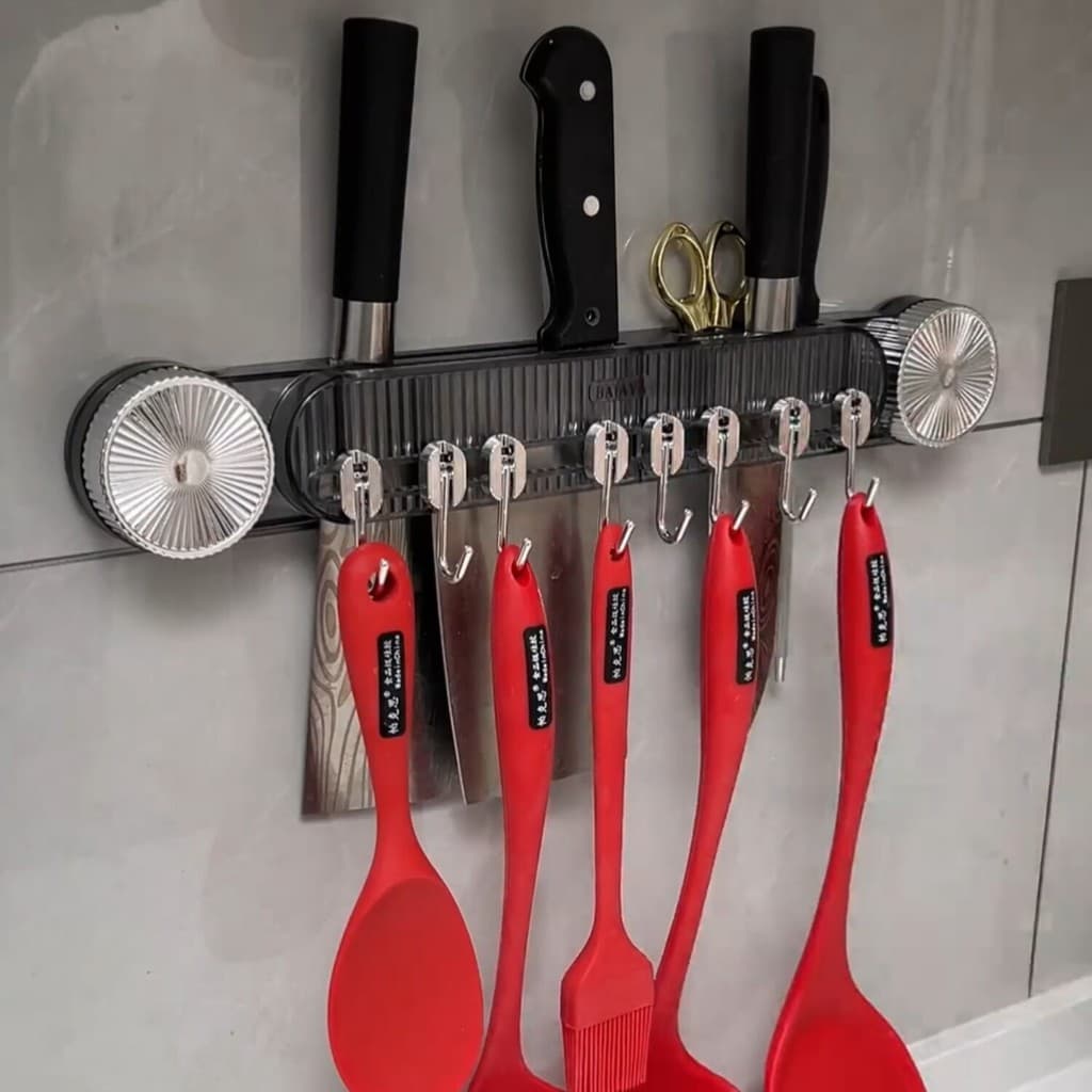 Rack de parede para cozinha, pá de parede, colher, ventosa, multifuncional, faca, rack de armazenamento, utensílios de c