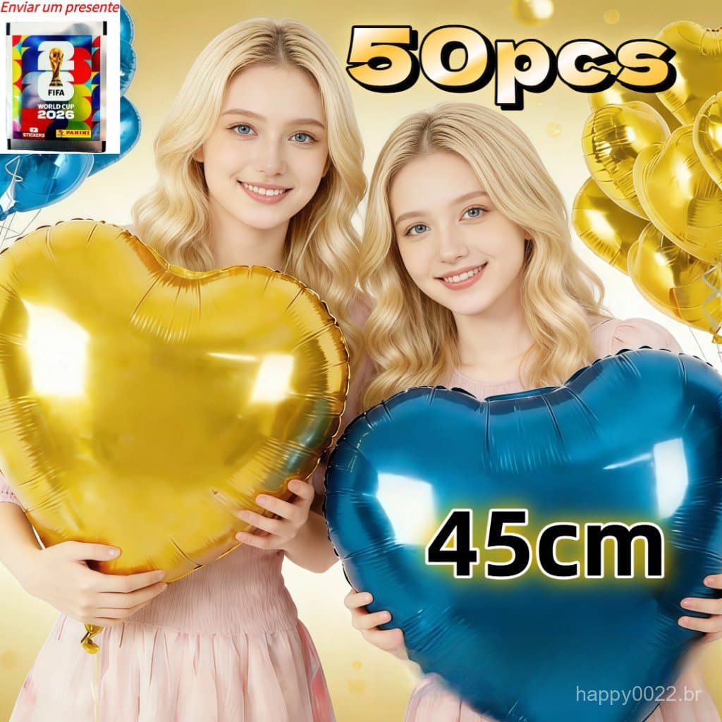 MEDOOSI Kit 50 Balões Metalizados Coração 45cm -Vermelho/Várias Cores | Decoração Namorados, Aniversário e Casamento​​（E