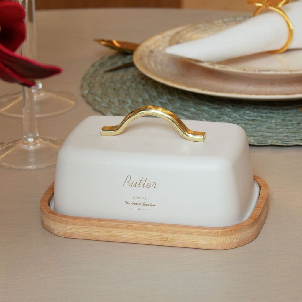 MANTEIGUEIRA COM ALCA OLINA 15CM X 10,5CMX 7,5CM OFF WHITE METAL