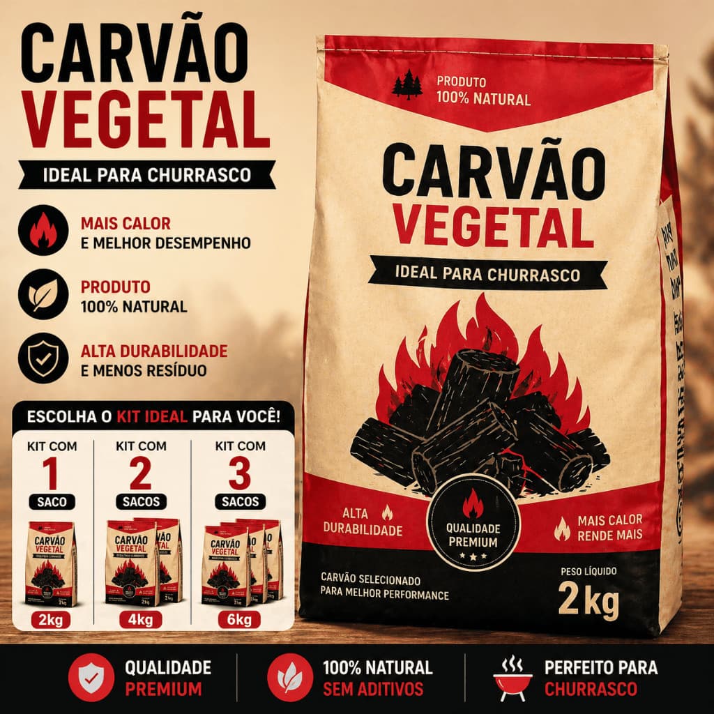 Carvão Vegetal Para Churrasco 2kg 4kg 6kg