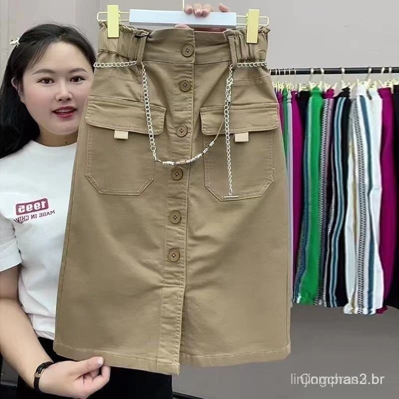 Novo Vestido de Verão Puro Algodão Primavera Versão Coreana Metade Saia Half Skirt Produtos das Mulheres Europeias One B