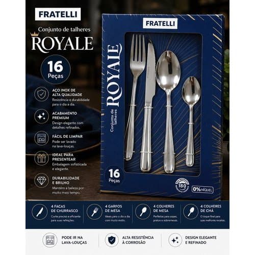 Conjunto Talheres Inox 16 Peças Completo Durável Design Moderno Resistência