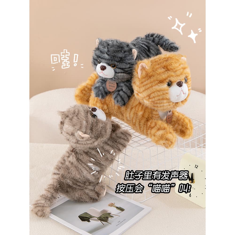 Simulação gato deitado brinquedo de pelúcia boneca bonito meow Kitty boneca crianças dormindo Ragdoll presente