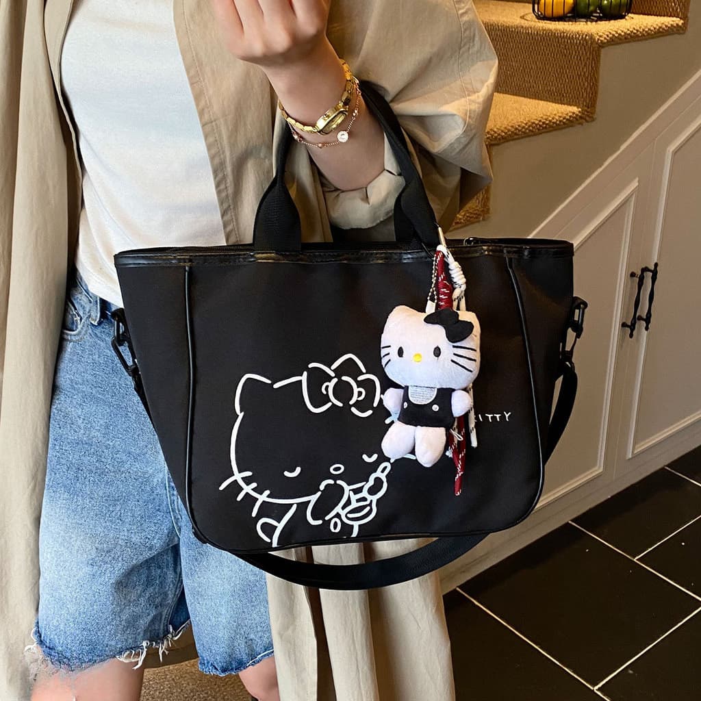 Sacola de lona de grande capacidade para gato fofo 2025 novo estilo feminino estudantes classe Commuter All-Match One @-