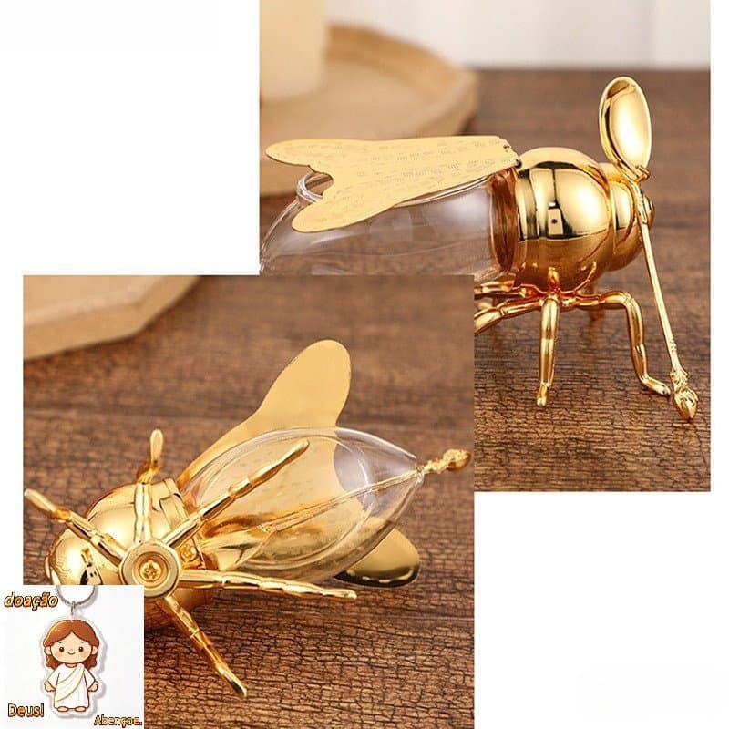 jiarenitop Pote De Mel De Abelha Luxuosa Decorativo De Tempero Transparente Especiarias De Cozinha Com Colher br