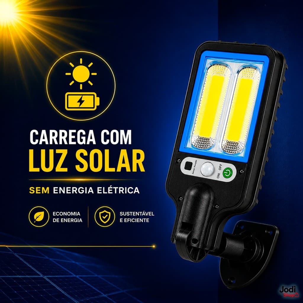 Luminária Solar LED 40W Com Sensor De Movimento E Controle Remoto