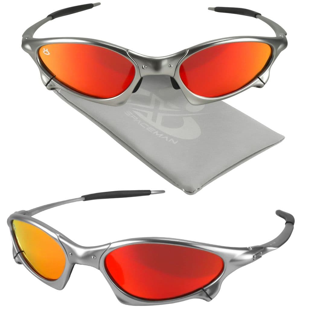 oculos sol proteção uv lupa prata masculino metal + case