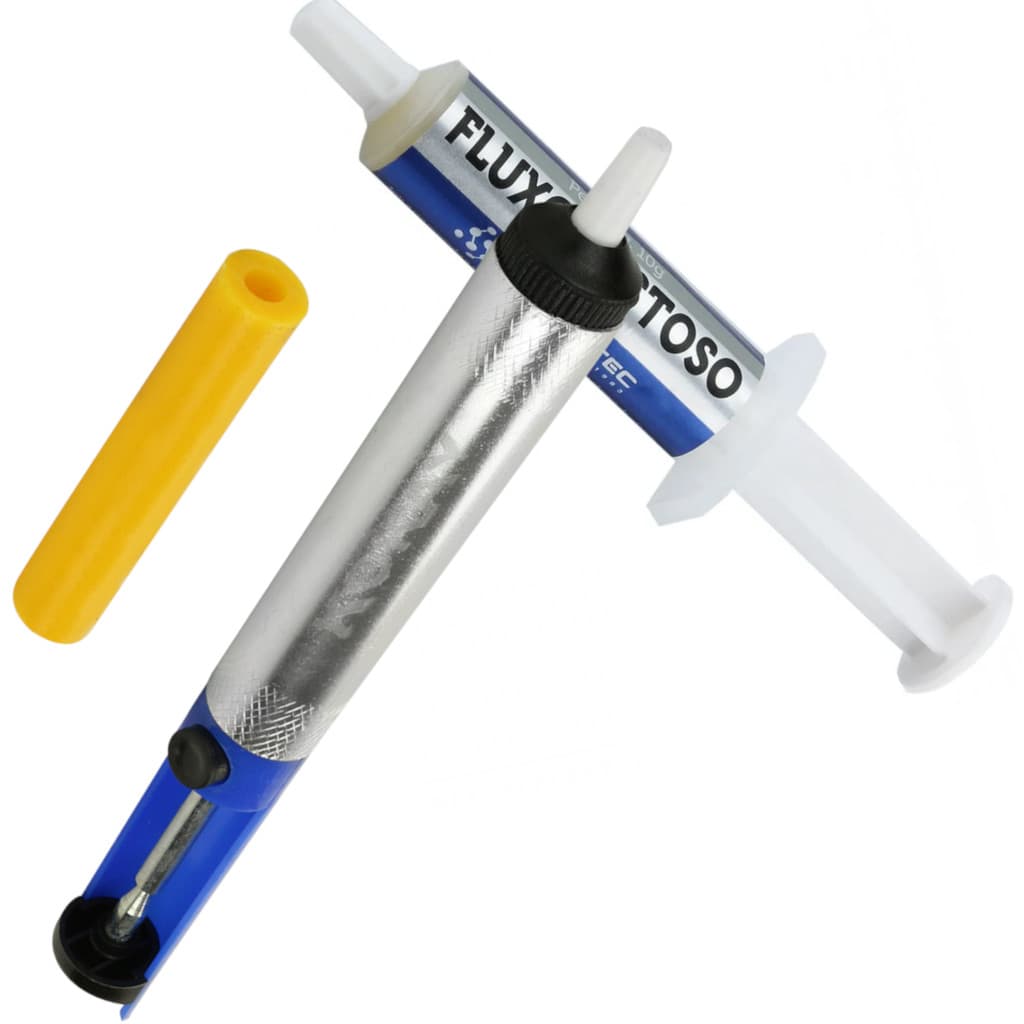 Fluxo Pastoso 10g Seringa + Sugador de Solda Em Alumínio