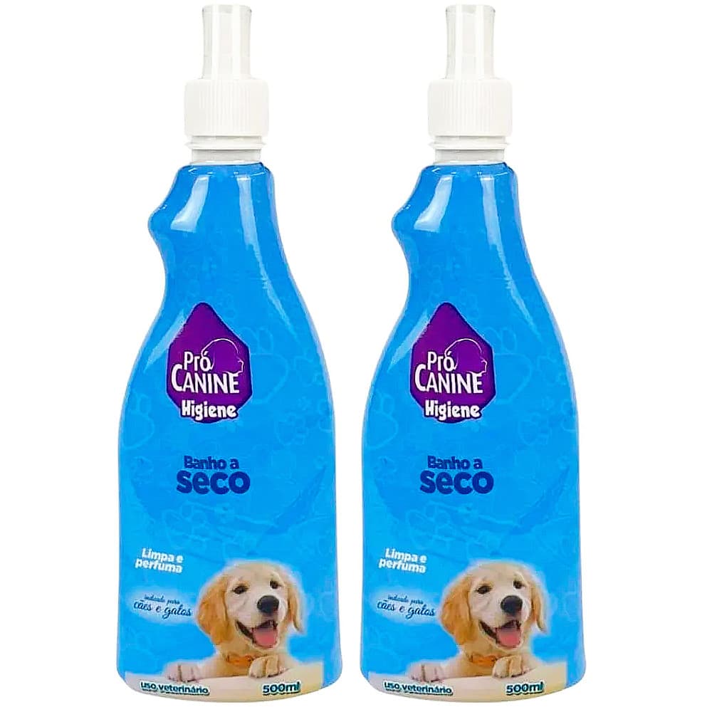 Kit 2 Banho a Seco para Caes Procanine 500ml Limpa e Perfuma sem Agua