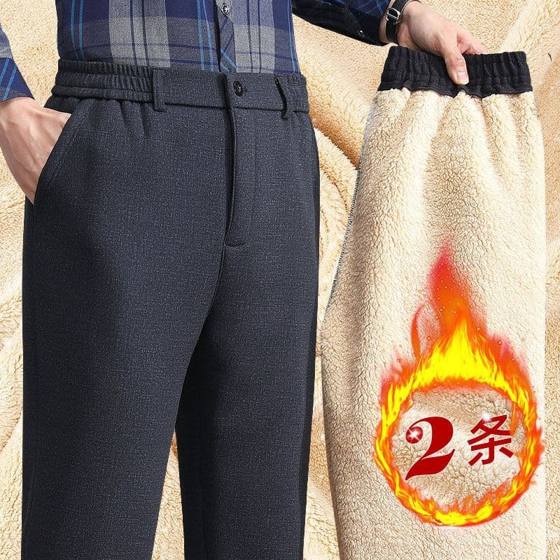 Forro de lã para idosos de meia-idade, engrossado, solto, quente, lã de cordeiro, roupa de pai, inverno, cintura alta, i