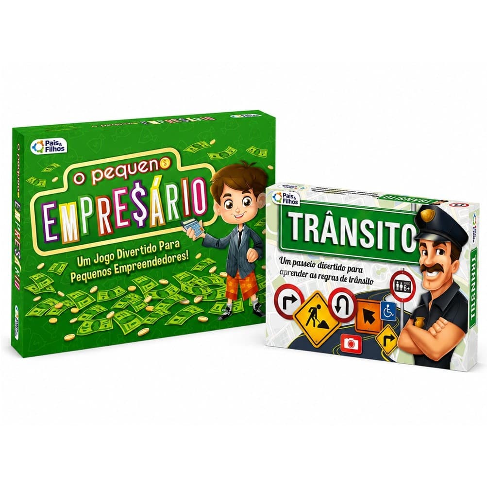 Kit 2 Jogos Tabuleiro Trânsito e Pequeno Empresário Criança