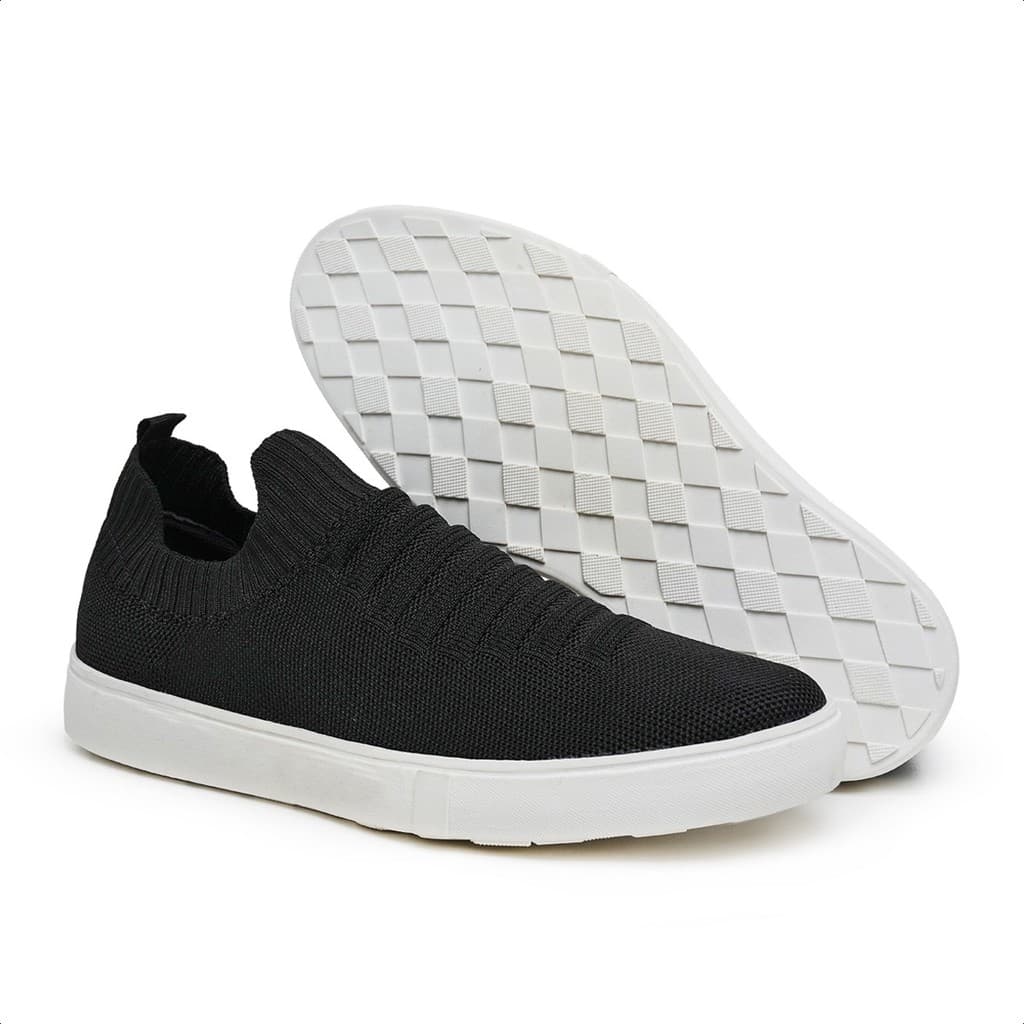 Tênis Casual Masculino Sem Cadarço Malha Knit Calce Fácil