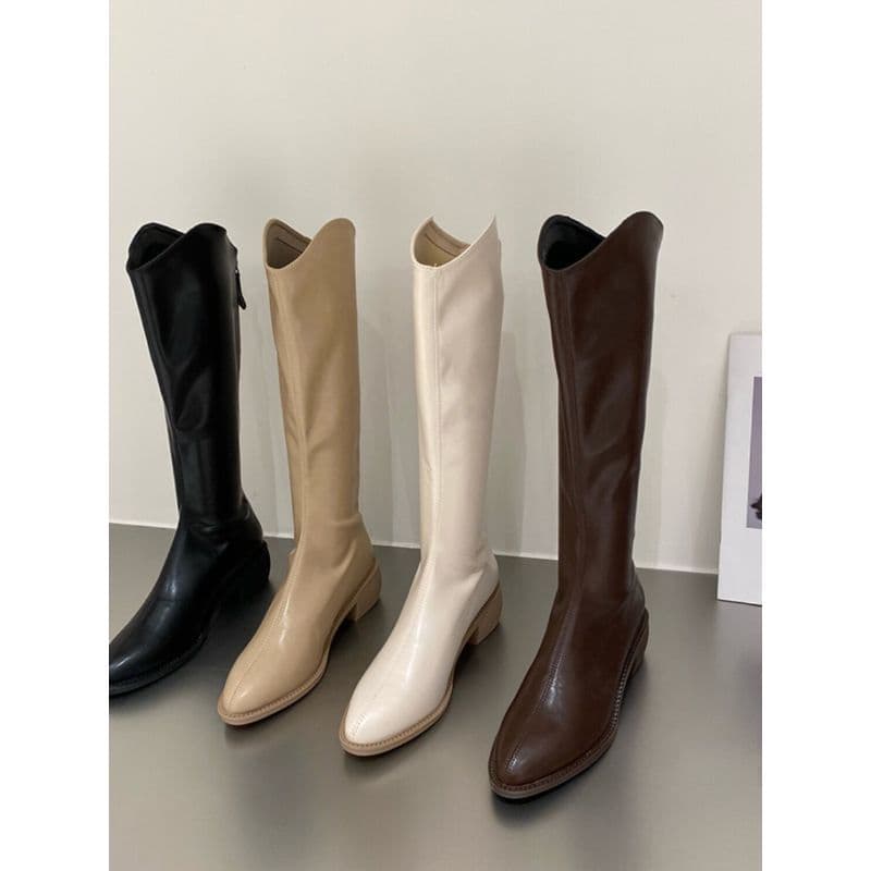 Botas de Cowboy ocidentais femininas, estoque pronto, 2026, outono, novo estilo, bico fino, salto grosso, mulheres, zípe