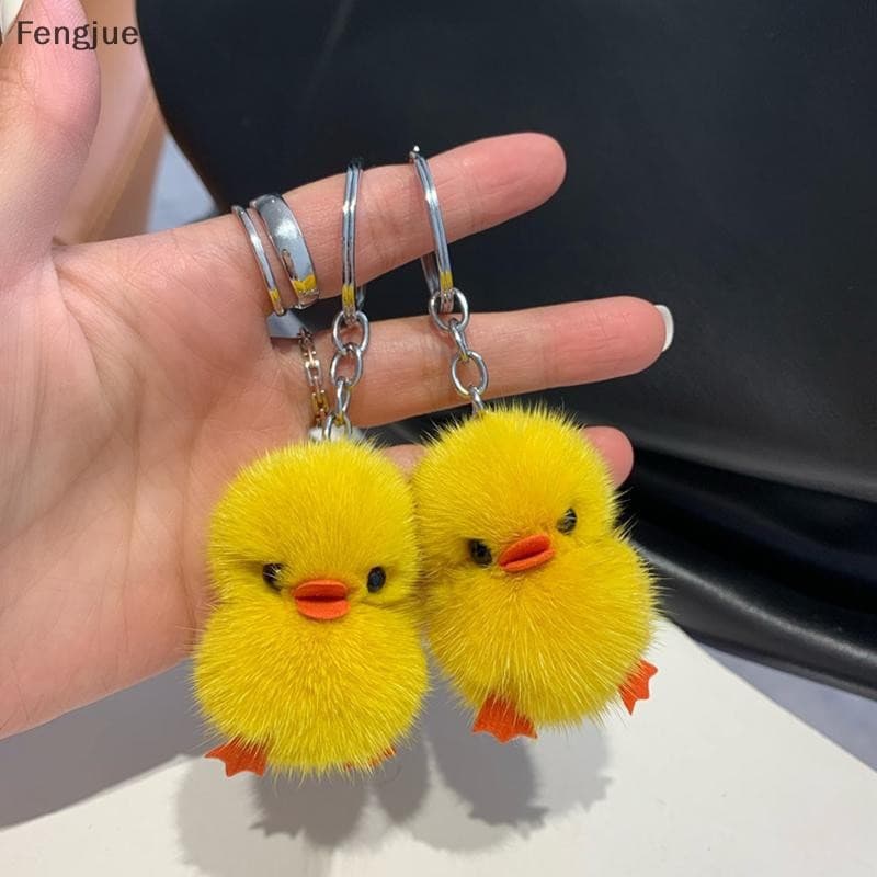 Fengjue Engraçado Brinquedo De Pelúcia Pato Amarelo Chaveiro Com Capacete Para Mulheres Presente Único Criativo Colorido